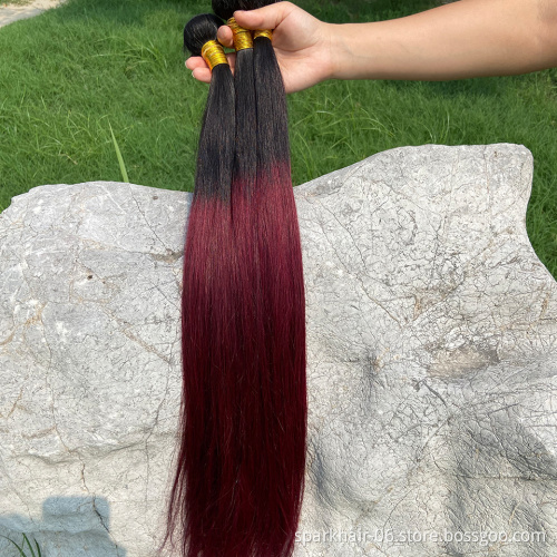 Factory Outlet Brazilian Human Hair Straight 3 Bundles Dark Roots Ombre T1B/99J Burgundy Virgin Hair Extensions Silky Straight